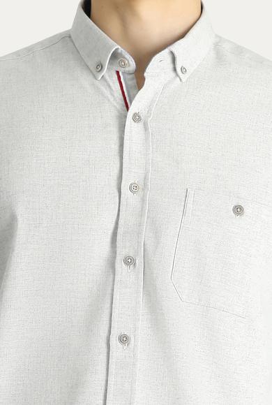 Erkek Giyim - KREM XL Beden Uzun Kol Regular Fit Oduncu Gömlek