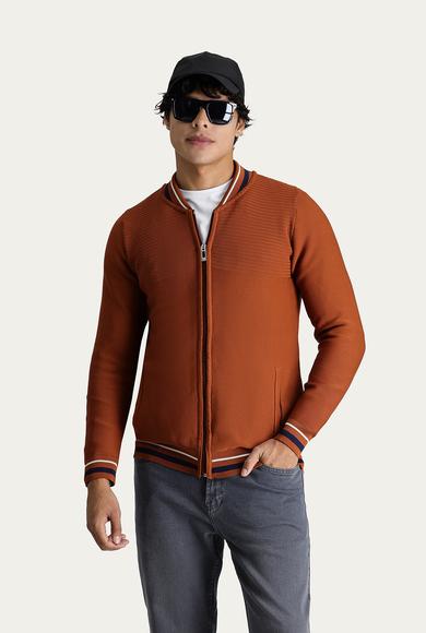 Erkek Giyim - TARÇIN S Beden Slim Fit Fermuarlı Triko Hırka