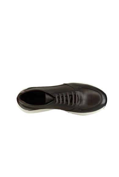 Erkek Giyim - KOYU KAHVE 45 Beden Sneaker Deri Ayakkabı